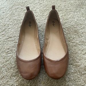 Curfew Brown Faux Leather Flats